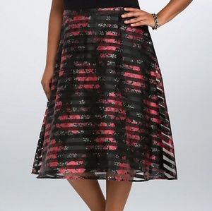 FLORAL SHADOW STRIPE MIDI SKIRT